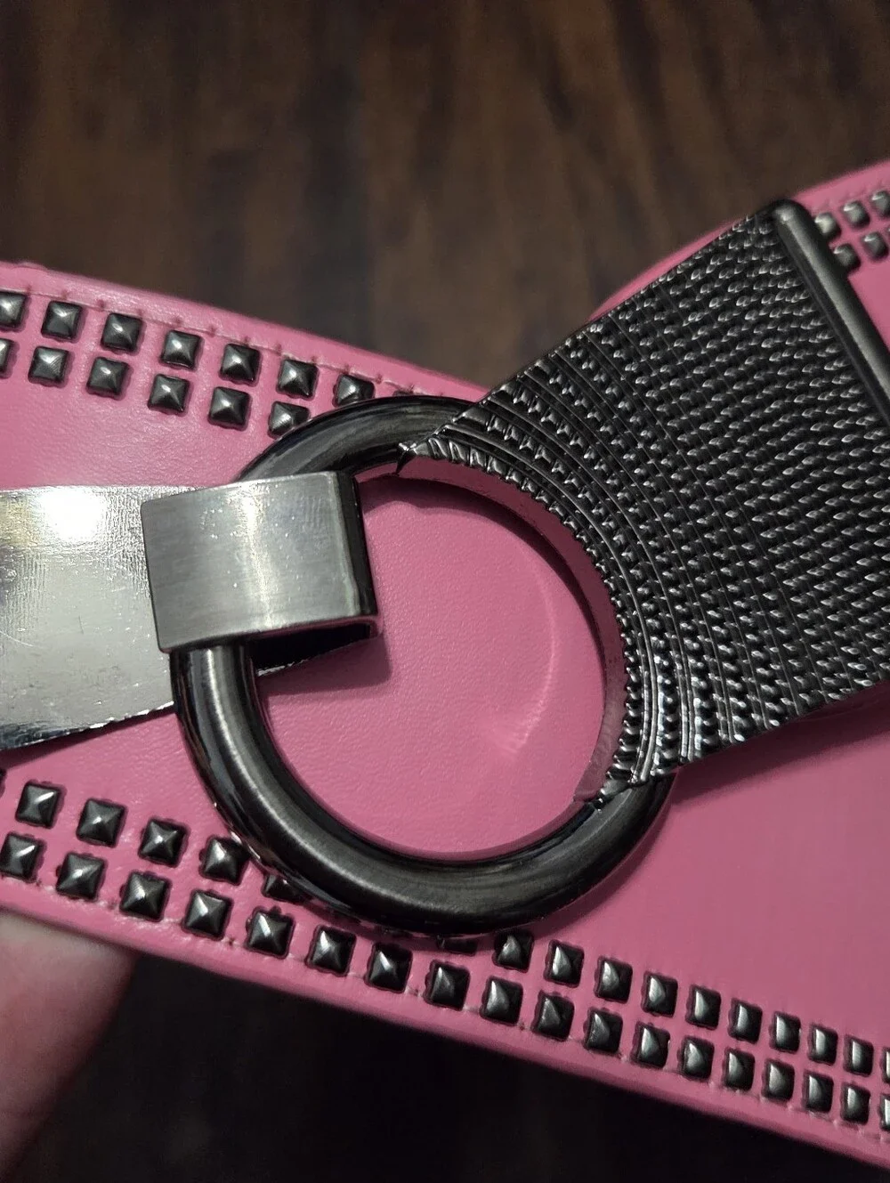 Pink Faux Leather Chunky Studded Waist Belt